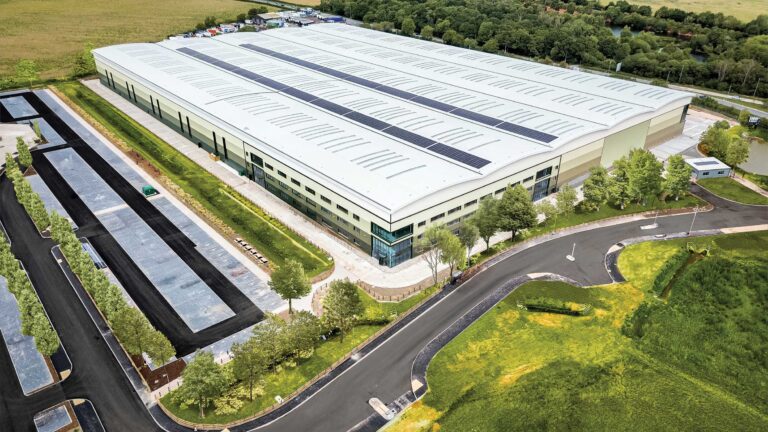 Aerial view of a Worksop Link unit and its landscaped car park