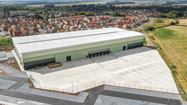 Aerial view of a Worksop Link unit and service yard